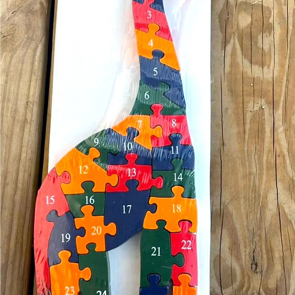 Colorful Wooden Giraffe Alphabet & Numbers Puzzle - Picture 2 of 3
